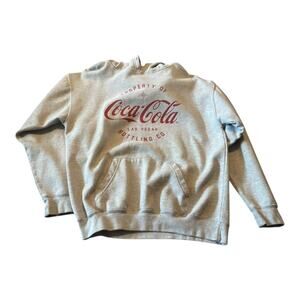 Coca-Cola Grey Hoodie Sweatshirt Size L